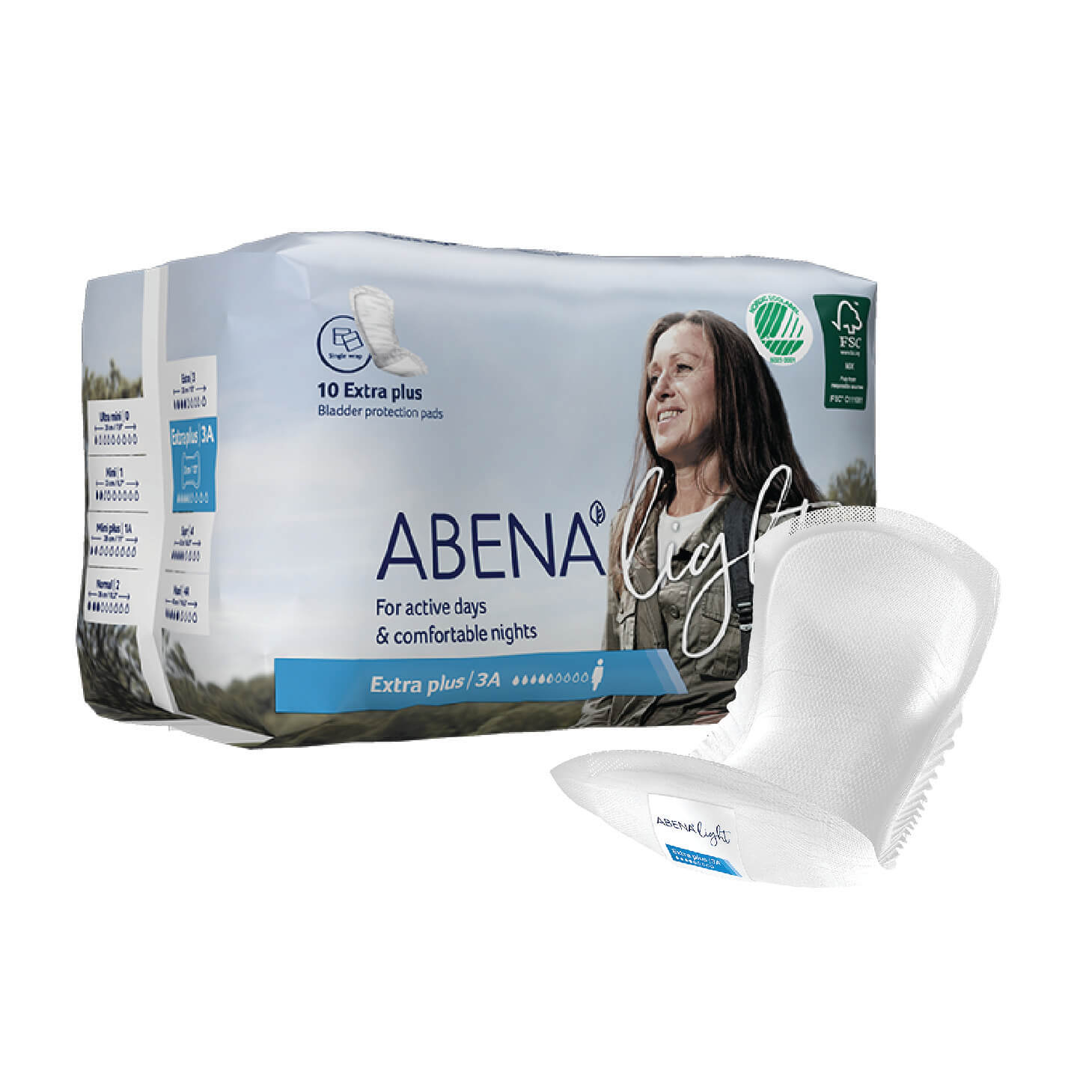 Abena Light Pad – High Absorbency Light Incontinence Pad for Active Days