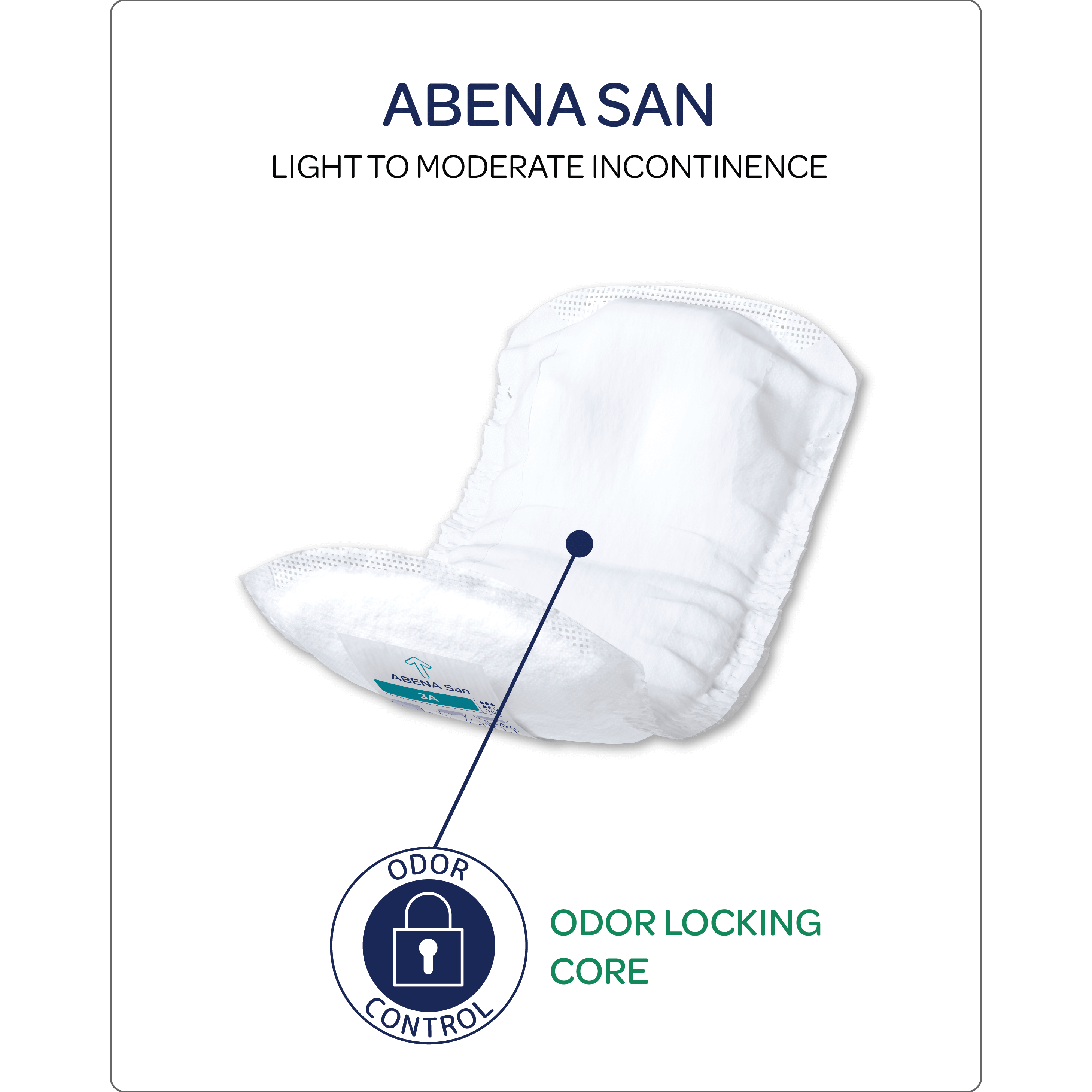 Abena San incontinence pad with odor-locking core for lasting freshness