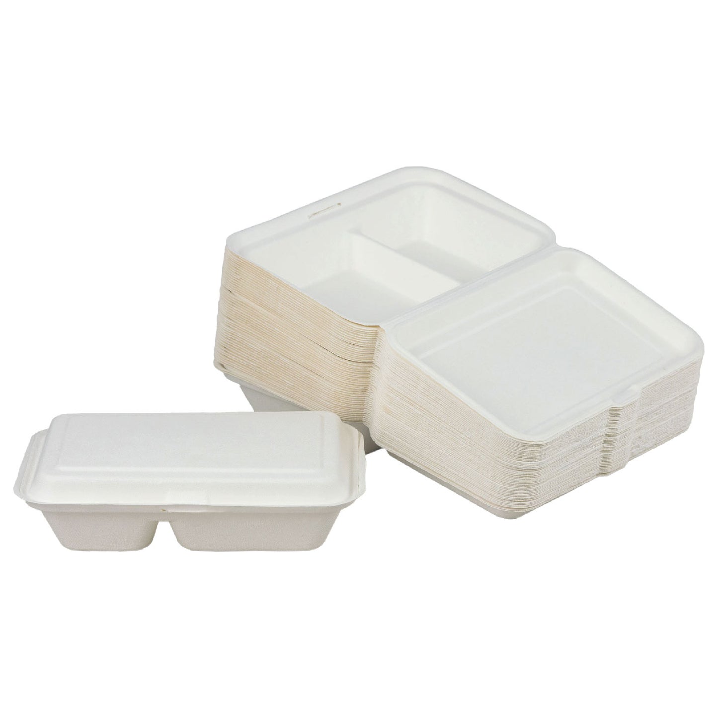 100% Compostable Bagasse Clam Shell To-Go Containers